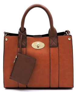 Fashion 3-in-1 Boxy Satchel WU061 TAN